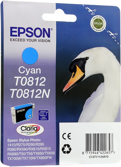 

Картридж струйный Epson T0812 (C13T08124A/C13T11124A10), голубой, оригинальный, ресурс 1560 страниц для Epson Epson Stylus Photo 1410 / R290 / R295 / RX610 / RX615 / RX690 / T50 / T59 / TX659 / TX800FW, T0812