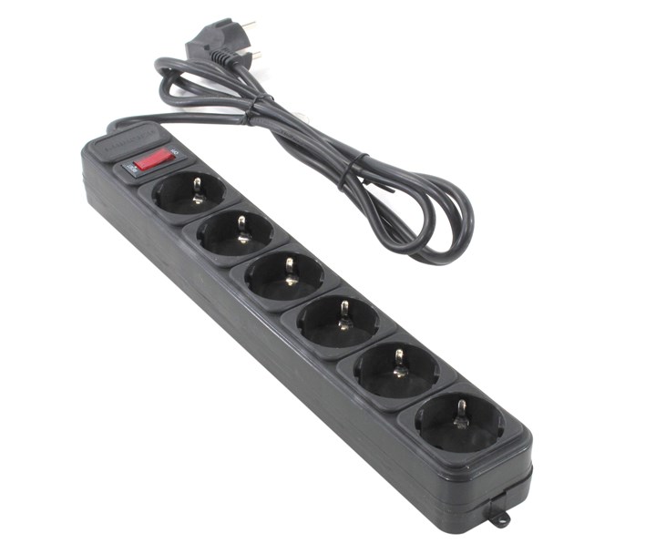 

Сетевой фильтр Gembird SPG6-B-6PPB черный 6-розеток 1.8м