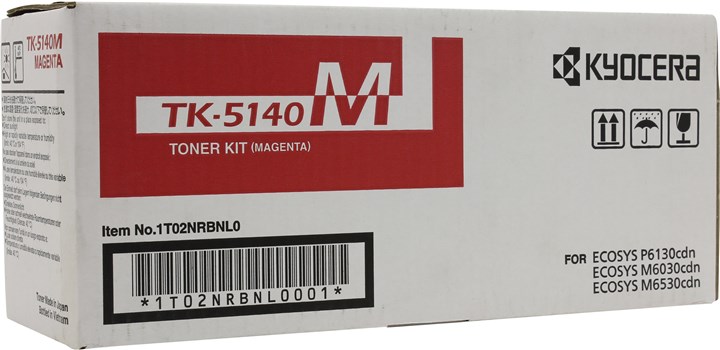 

Картридж лазерный Kyocera TK-5140M/1T02NRBNL0, пурпурный, 5000 страниц, оригинальный для Kyocera ECOSYS P6130cdn, ECOSYS M6030cdn, ECOSYS M6530cdn, TK-5140M