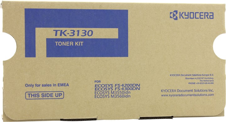 

Картридж лазерный Kyocera TK-3130/1T02LV0NL0, черный, 25000 страниц, оригинальный для Kyocera FS-4200DN, FS-4300DN, ECOSYS M3550idn, ECOSYS M3560idn, TK-3130
