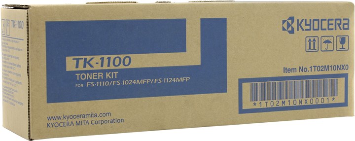 

Картридж лазерный Kyocera TK-1100/1T02M10NX0, черный, 2100 страниц, оригинальный для Kyocera FS-1110, FS-1024MFP, FS-1124MFP, TK-1100