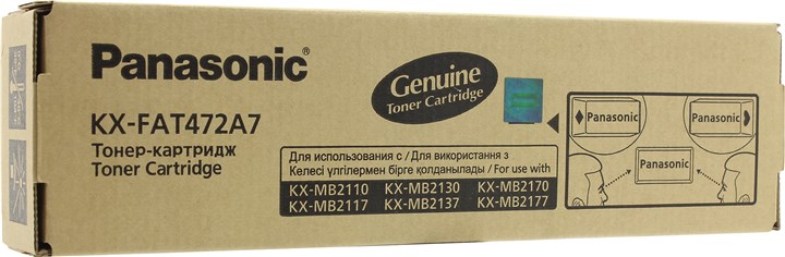 

Картридж лазерный Panasonic KX-FAT472A7, черный, 2000 страниц, оригинальный, для Panasonic KX-MB2110RU, KX-MB2117RU, KX-MB2130RU, KX-MB2137RU, KX-MB2170RU, KX-MB2177RU, KX-FAT472A7