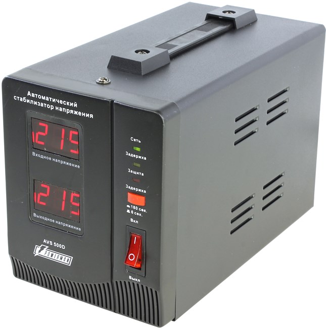 

Стабилизатор напряжения Powerman AVS 500D, 500 VA, 500 Вт, EURO, черный, AVS 500D