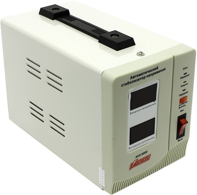 

Стабилизатор напряжения Powerman AVS 500D, 500 VA, 500 Вт, EURO, белый, AVS 500D