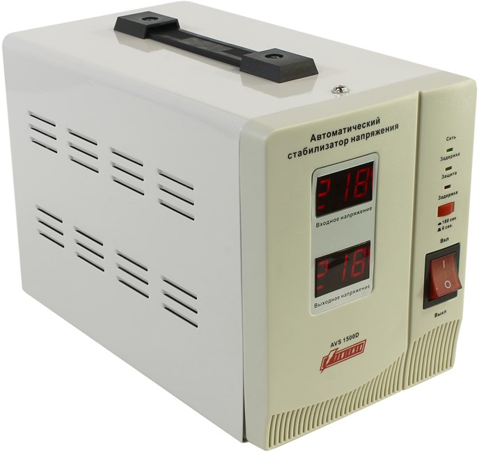 

Стабилизатор напряжения Powerman AVS 1500D, 1500 VA, 750 Вт, EURO, белый, AVS 1500D