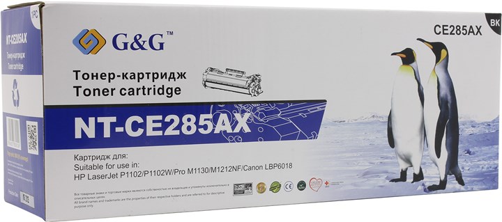 

Картридж лазерный G&G NT-CE285AX, черный, 3000 страниц, совместимый, для LJP P1102 / 1102w / M1132 / 1212nf Canon LBP-6018