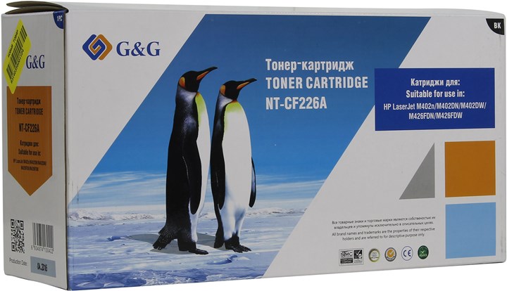 

Картридж лазерный G&G GG-CF226A/NT-CF226A, черный, 3100 страниц, совместимый для LaserJet Pro M402d / M402dn / M402n / M402dw / M426fdn / M426fdw