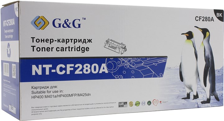 

Картридж лазерный G&G NT-CF280A, черный, 2700 страниц, совместимый, для LJP 400 MFP M425dn / MFP M425dw / M401dne / M401a / M401d / M401dn / M401dw