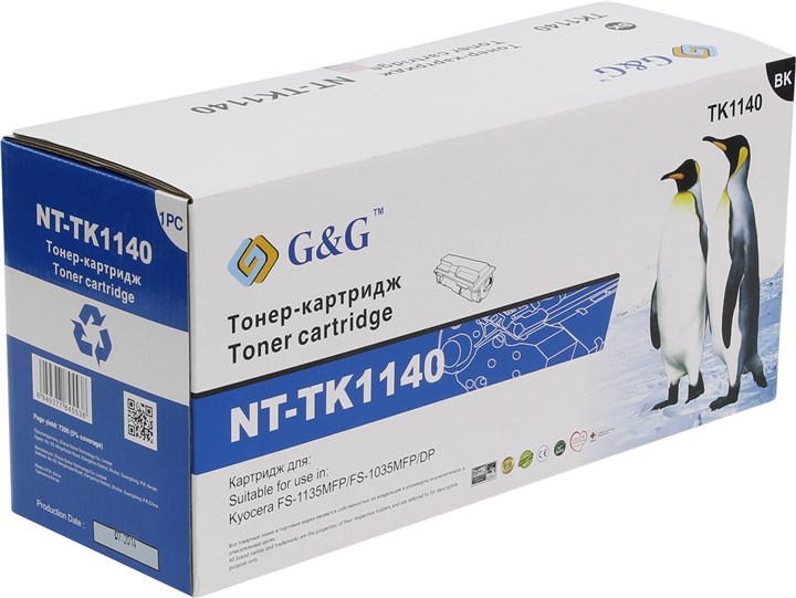 

Картридж лазерный G&G NT-TK1140 (TK-1140), черный, 7200 страниц, совместимый, для Kyocera FS-1035MFP/DP, FS-1135MFP, ECOSYS M2035dn, ECOSYS M2535dn