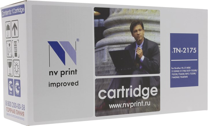 

Картридж лазерный NV Print NV-TN2175 (TN-2175), черный, 2600 страниц, совместимый для Brother HL-2140R, HL-2142R, HL-2150NR, HL-2170WR, DCP-7030R, DCP-7032R, DCP-7040R, DCP-7045NR, MFC-7320R, MFC-7440NR, MFC-7840WR