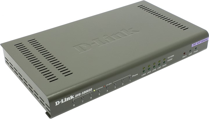 

Шлюз D-Link DVG-5008SG VoIP 1-port 10/100/1000BASE-TX Gigabit Ethernet WAN, 4-ports 10/100/1000BASE, Серый, DVG-5008SG