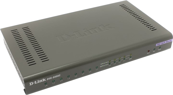 

Шлюз D-Link DVG-6008S SIP VoIP 8xFXO, 4xLAN 10/100, 1xWAN 10/100, роутер, Серый, DVG-6008S