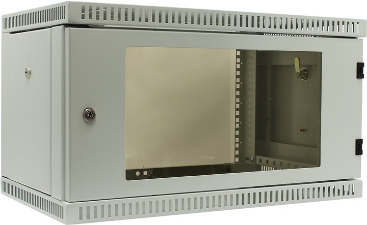Шкаф телекоммуникационный настенный 6U 600x350 мм, стекло/металл, серый, разборный, NT WALLBOX 6-63 G