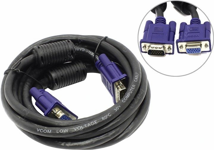 Кабель VGA(15M)-VGA(15F), 3 м, VCOM