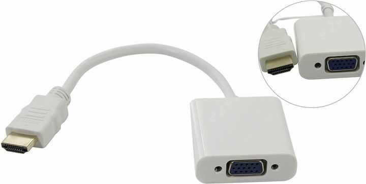 Кабель-адаптер Espada HDMI - VGA(15F)+аудио (E HDMI M-VGAF20), цвет белый - фото 1