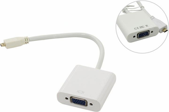 

Кабель-переходник (адаптер) Micro HDMI(19M)-VGA(15F), 15 см VCOM