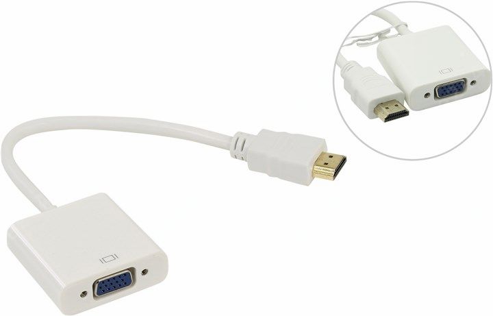 

Кабель HDMI(19M)-VGA(15F), 10 см, белый VCOM (CG558)