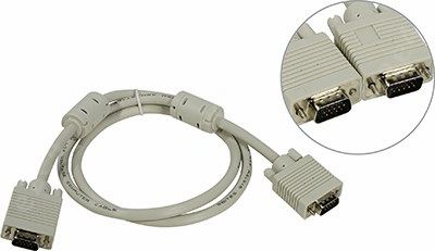 

Кабель VGA(15M)-VGA(15M), ферритовый фильтр, 1 м, белый 5bites (APC-133-010)