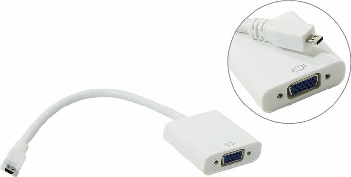 

Кабель-адаптер microHDMI(19M)-VGA(15F), Telecom, 0.15m, 0 (TA593)