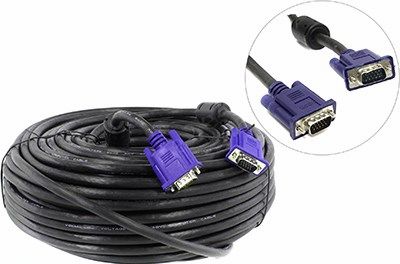 

Кабель VCOM - SVGA card (15M -15M) 50м 2 фильтра, Черный