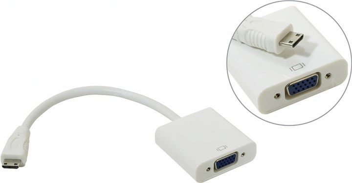 

Кабель-переходник miniHDMI(19m)-VGA(15F), Telecom, 0.15m (TA592)