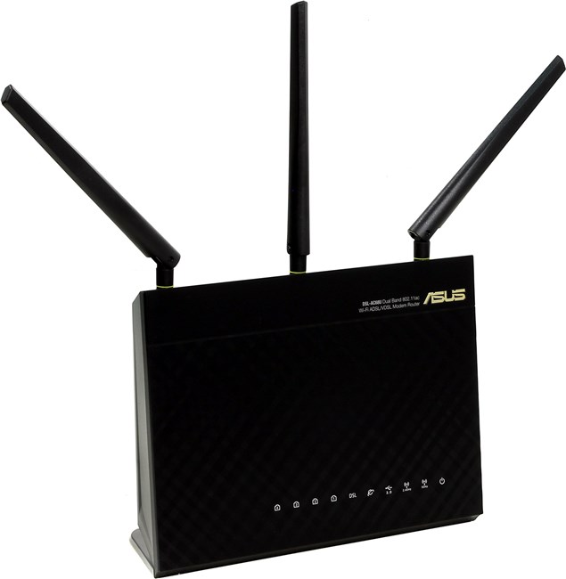 Маршрутизатор ADSL ASUS DSL-AC68U, 802.11a/b/g/n/ac, 2.4 / 5 ГГц, до 1.9 Гбит/с, LAN 4x1 Гбит/с, внешних антенн: 3