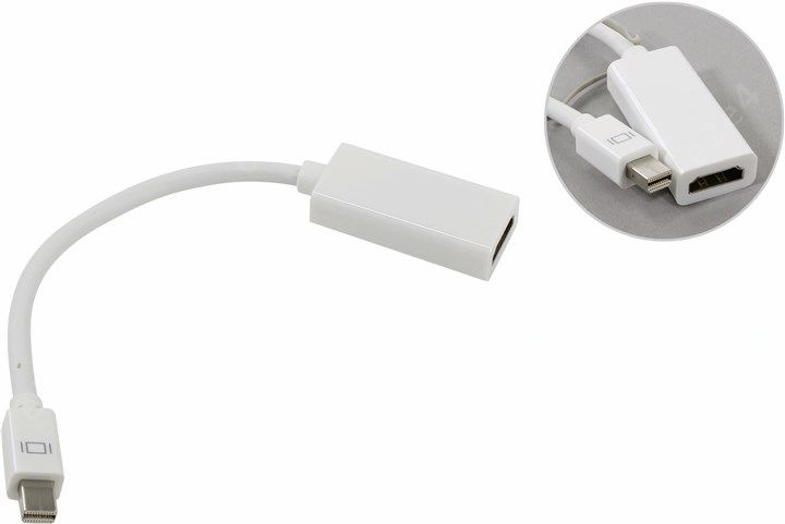 

Кабель-переходник (адаптер) Mini DisplayPort(M)-HDMI(19F), 20 см, белый Telecom (TA6055)
