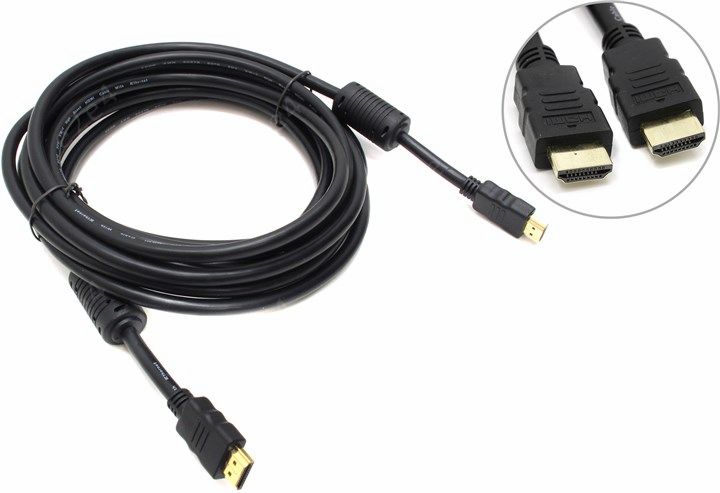 

Кабель VCOM HDMI 19M/M ver:1.4+3D, 5m, позолоченные контакты, 2 фильтра (VHD6020D-5M), Черный