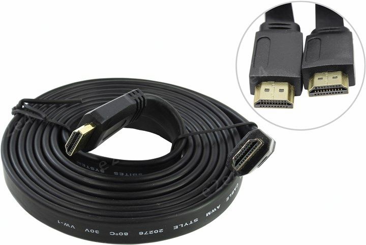 

Кабель HDMI(19M)/HDMI(19M) v1.4b, плоский, 2m, черный, 5bites (APC-185-002)
