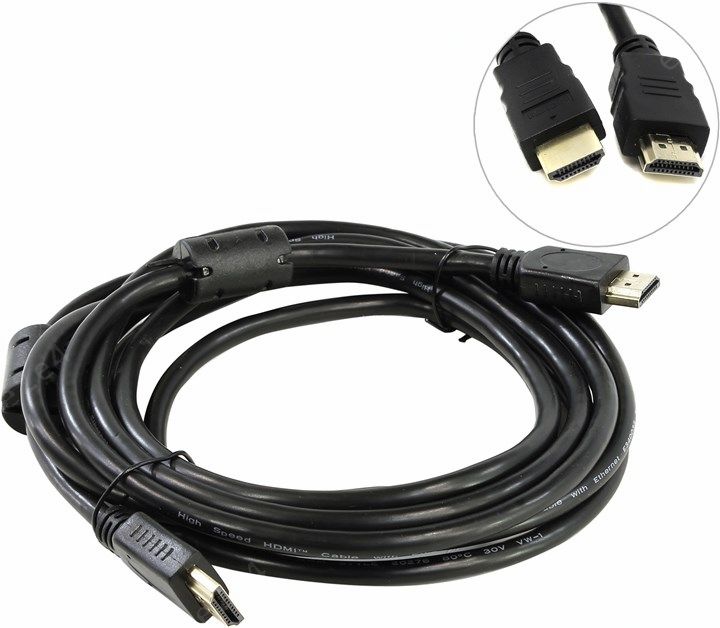 

Кабель HDMI(19M)-HDMI(19M) v1.4b, ферритовый фильтр, 3 м, черный 5bites (APC-014-030)