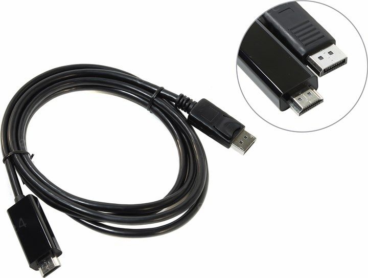 

Кабель-переходник (адаптер) HDMI(m)-DisplayPort (m), 1.8 м, черный Telecom TA494 (TA494), TA494