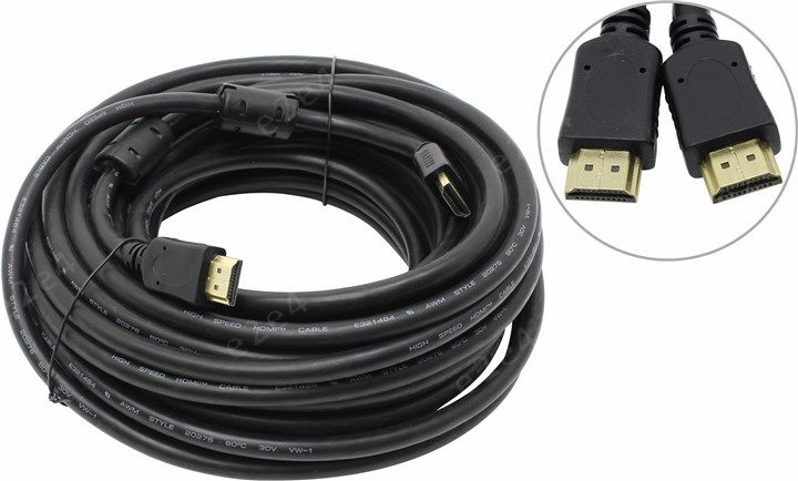 

Кабель HDMI(19M)-HDMI(19M), ферритовый фильтр, 15 м, черный