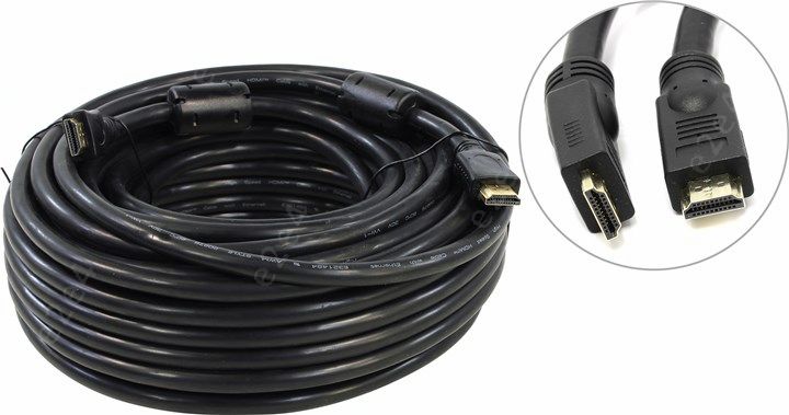 

Кабель HDMI(19M)-HDMI(19M), ферритовый фильтр, 20 м, черный 5bites (APC-014-200)