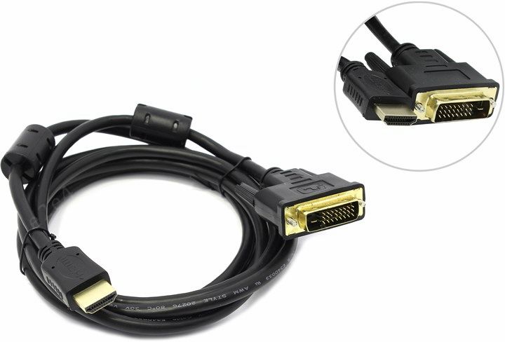 Кабель HDMI(19M)-DVI-D(25M), 2 м, 5bites