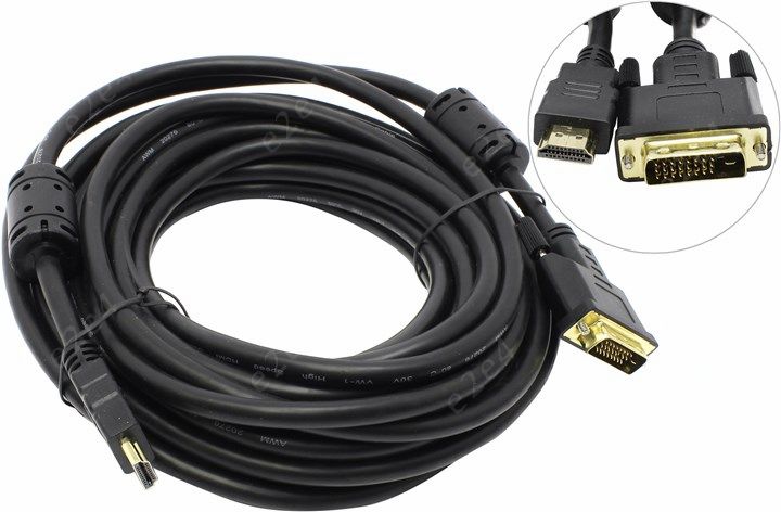 Кабель HDMI-DVI-D Dual Link Telecom, ферритовый фильтр, 10m (CG481F-10M) - фото 1