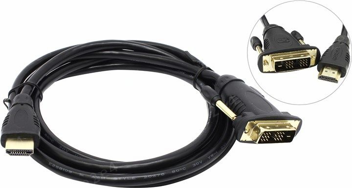 

Кабель HDMI(19M)-DVI(M), ферритовый фильтр, 2 м, черный