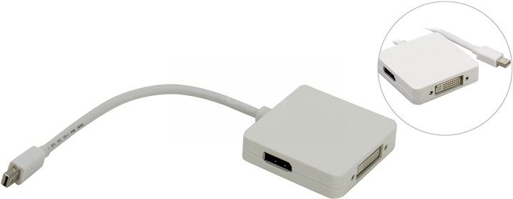 

Переходник Telecom mini DP(M)-DP/HDMI/DVI(F) (TA554), Черный