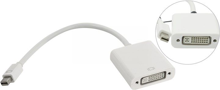 

Кабель Mini DisplayPort(M)-DVI(F), белый 5bites (AP-017)