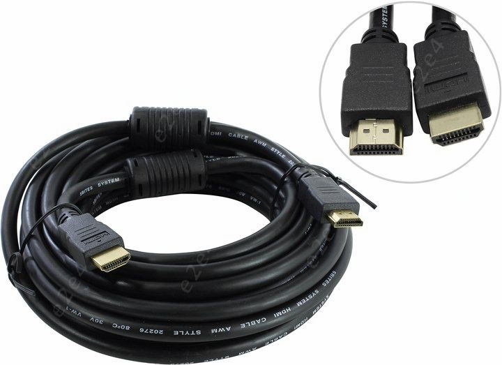 

Кабель HDMI(19M)-HDMI(19M) v1.4, ферритовый фильтр, 7.5 м, черный 5bites (APC-014-075)