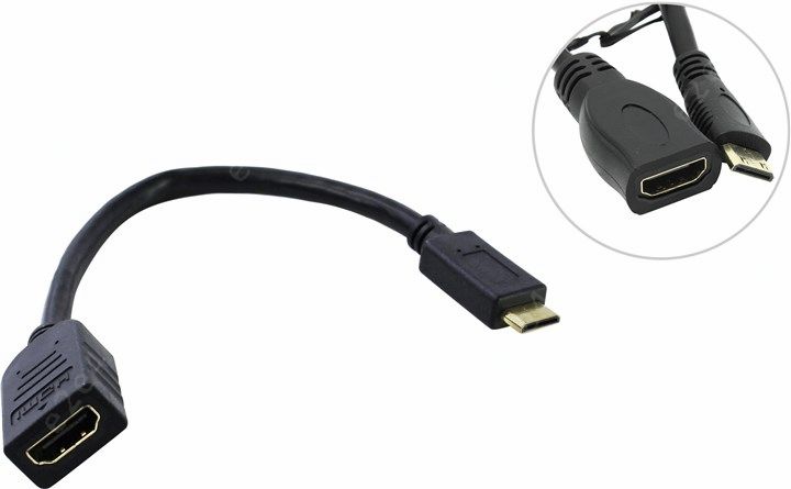 

Кабель HDMI(19F)-Mini HDMI(19M), 15 см, черный 5bites (BC-HDC2A1)