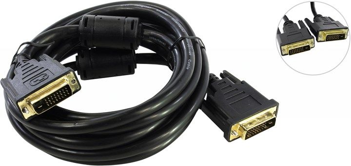 

Кабель DVI-D(25M)-DVI-D(25M) Dual Link, ферритовый фильтр, 3м, черный 5bites (APC-096-030)