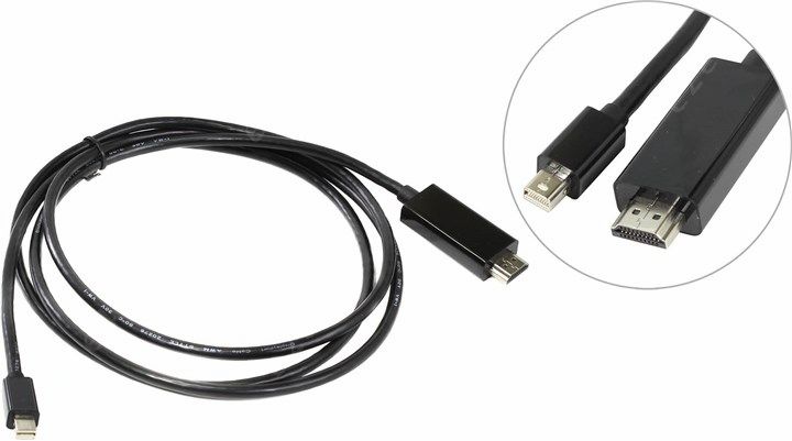 Кабель VCOM miniDP(M)-HDMI(M) 1.8m (CG695-B), цвет черный - фото 1
