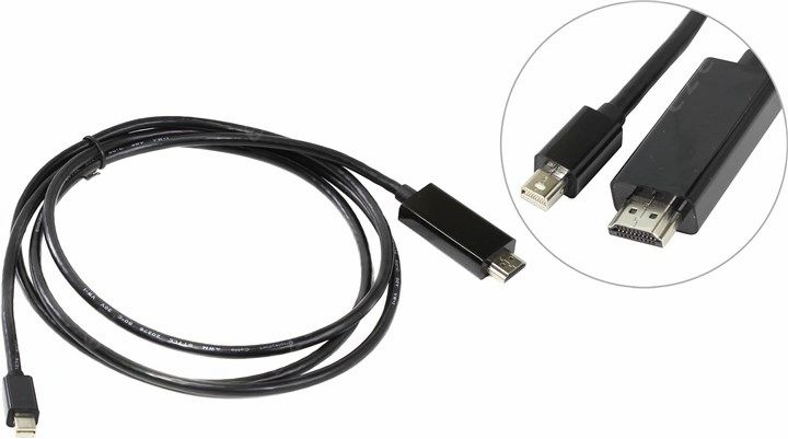 

Кабель Mini DisplayPort(M)-HDMI(19M), ферритовый фильтр, 1.8 м, черный VCOM (CG695-B)