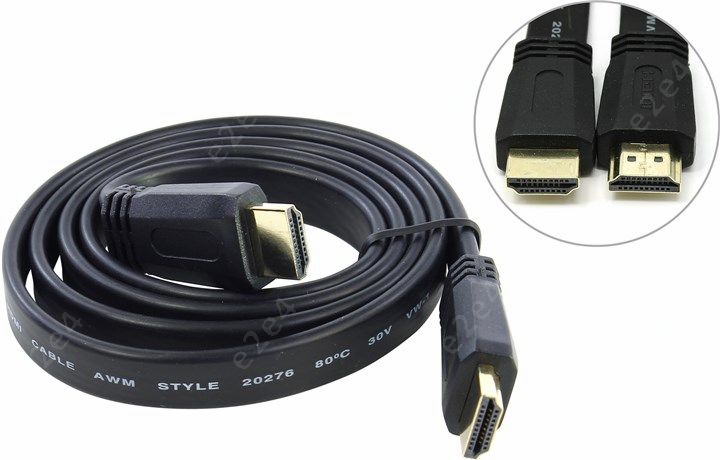 

Кабель HDMI-HDMI v1.4b плоский 5bites, 1m (APC-185-001), Черный
