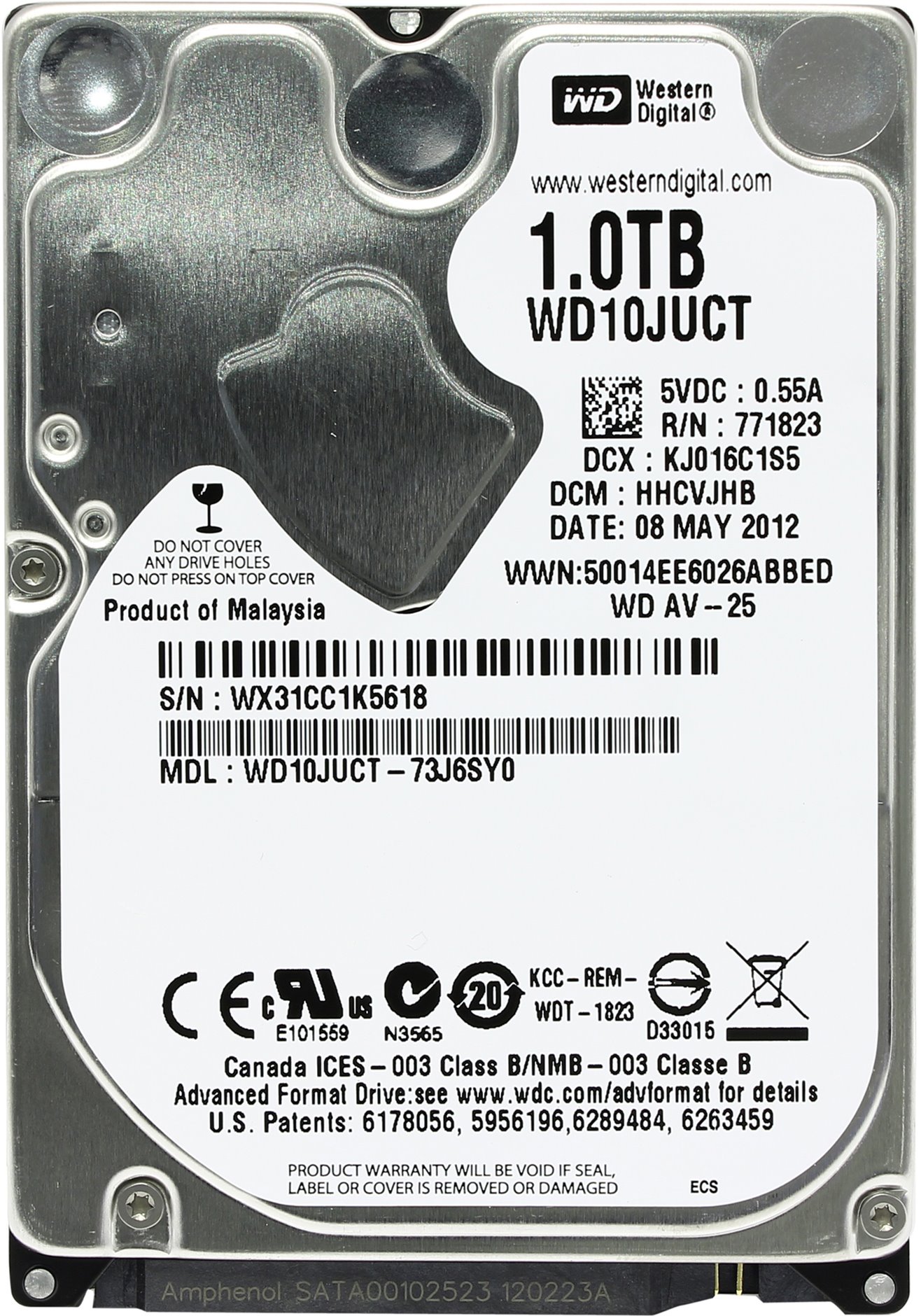 Жесткий диск (HDD) Western Digital 1Tb (WD10JUCT)