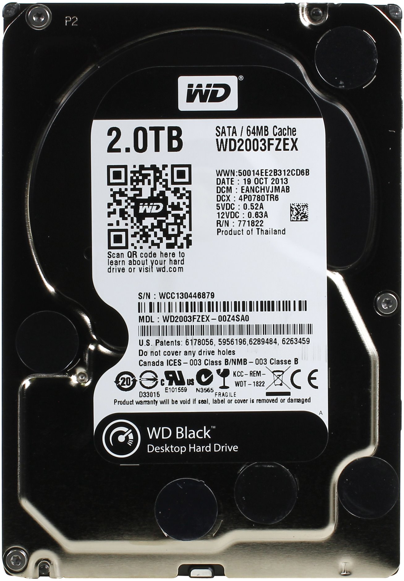 Жесткий диск (HDD) Western Digital 2Tb Black, 3.5", 7200rpm
