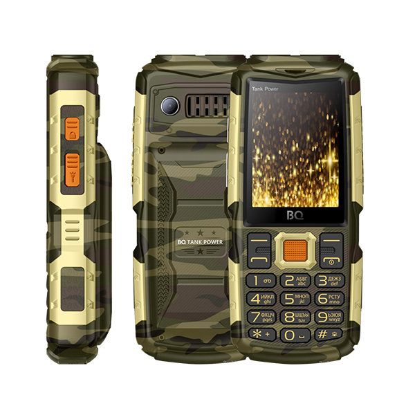Мобильный телефон BQ BQ-2430 Tank Power камуфляж/золотистый