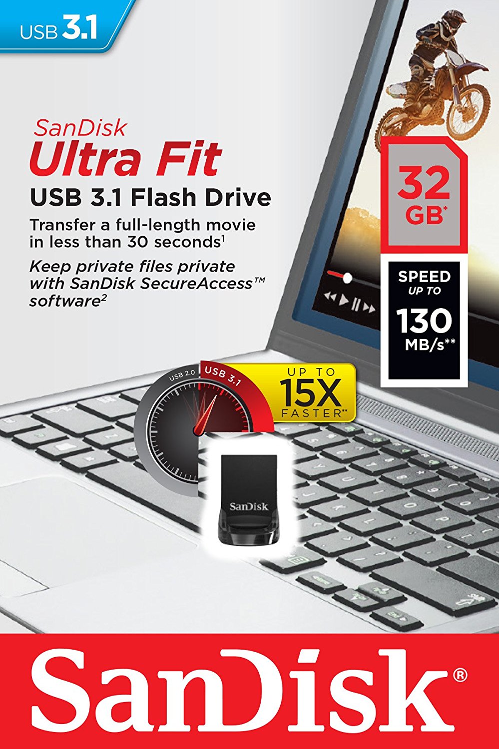 Флешка 32Gb Sandisk Ultra Fit, 604027 купить по цене 550 руб в Томске в  интернет-магазине e2e4