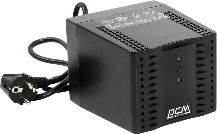 Стабилизатор напряжения Powercom TCA-3000, 3000 VA, 1.5 кВт, EURO, черный