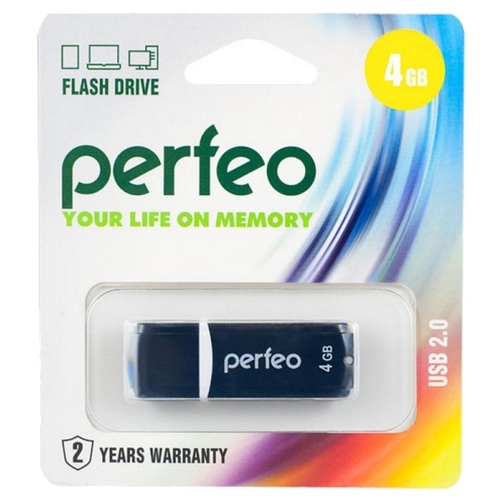 

Флешка 4Gb USB 2.0 Perfeo C02, черный (PF-C02B004), C02